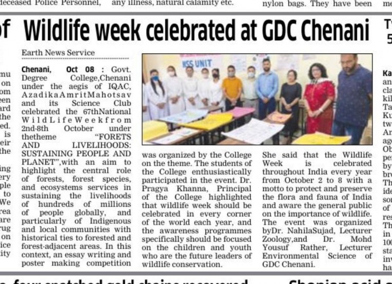 GDC chenani celebrated 67th National Wild Life Week