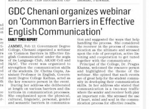 webinar on Common Barriers in Effective English Communication