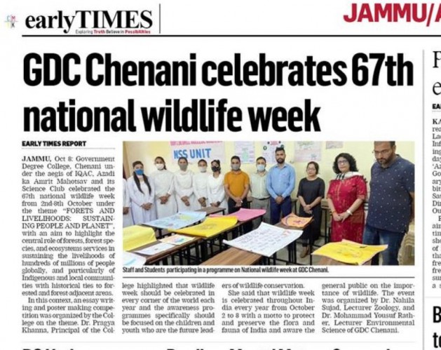GDC chenani celebrated 67th National Wild Life Week