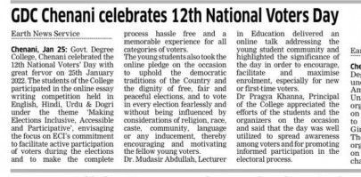 Celebrated 12th National Voters Day